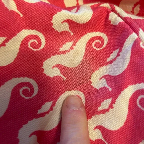 Seahorse Print Tote Bag in Red and Cream - Picture 2 of 7